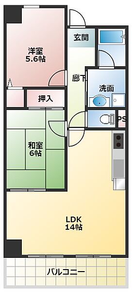 フレアコートコスモ ｜大阪府門真市北岸和田2丁目(賃貸マンション3DK・4階・55.83㎡)の写真 その2