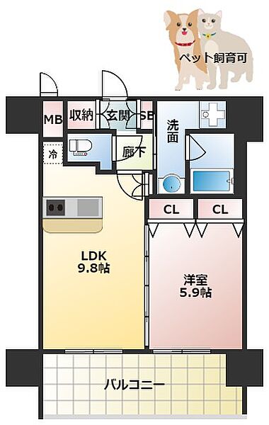 スプランディッド江坂駅前 ｜大阪府吹田市江坂町1丁目(賃貸マンション1LDK・10階・40.02㎡)の写真 その2