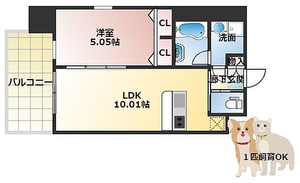 プレジオ江坂ROUGE ｜大阪府吹田市豊津町(賃貸マンション1LDK・2階・36.74㎡)の写真 その2