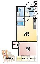 フォレストクリエオーレ宮前町壱番館 2階1LDKの間取り