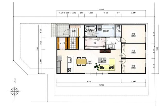 間取り 熊本市南区富合町新138-8付近