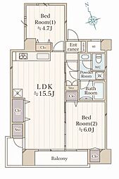 北小金ビューハイツ 2LDKの間取図画像