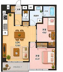 藤和柏コープ 2LDKの間取図画像