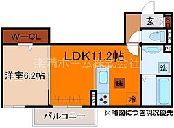 Vrai　Soleil（ヴレ・ソレイユ） 1階1LDKの間取り