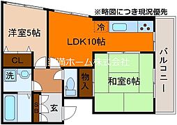 サンホーハイツ 3階2LDKの間取り