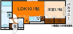 GRAMM六地蔵C棟 2階1LDKの間取り
