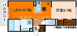 GRAMM六地蔵C棟 1階1LDKの間取り