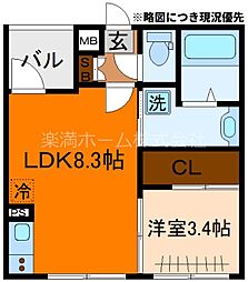 S＆L花園 3階1LDKの間取り