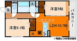 仮称）右京区嵯峨野芝野町ハイツ 1階2LDKの間取り