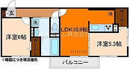 ルーセント伏見稲荷 3階2LDKの間取り