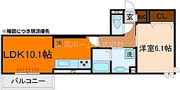D-ROOM Sagarimatsu 2階1LDKの間取り