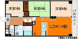 サウスビン 4階3LDKの間取り