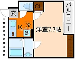 EN西ノ京二条 2階1Kの間取り