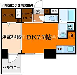 プリオーレ京都駅前 7階1DKの間取り