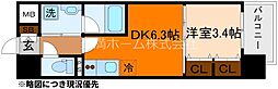 リシュドール梅小路 1DKの間取図画像
