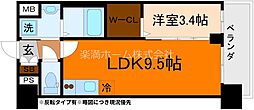 京都市南区東九条南石田町マンション 1LDKの間取図画像