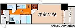 エストゥルース京都 1Kの間取図画像