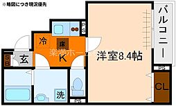 京都市北区紫竹栗栖町アパート 1Kの間取図画像