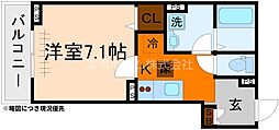 ヒカルサ京都大宮中林II 1Kの間取図画像