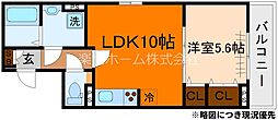 京都市北区紫竹栗栖町アパート 1LDKの間取図画像