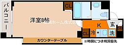 Flair京都五条烏丸 2階1Kの間取り