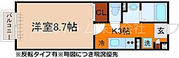 ラ・フロール桂川II 2階1Kの間取り