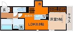 LuSole嵐山 1階1LDKの間取り