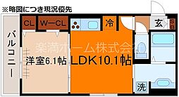 ソーニョ西京極 3階1LDKの間取り