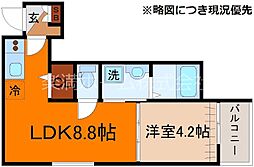 F asecia Canale 1階1LDKの間取り