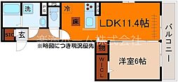 GRAMM御陵荒木A 1階1LDKの間取り