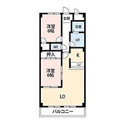 ヴィラ・クリモト 2LDKの間取図画像