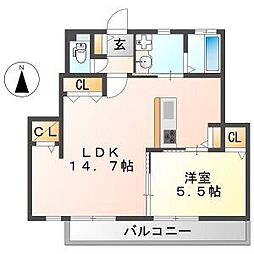 杉山第一ビル 1LDKの間取図画像