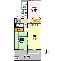 セジュールミキB 2DKの間取図画像