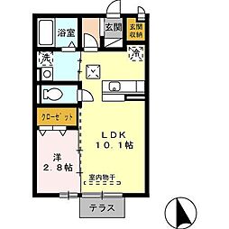 フローレンス長良 1LDKの間取図画像