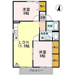 セジュール旭ケ丘A 2LDKの間取図画像