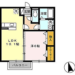 プレジールデュオ 1LDKの間取図画像