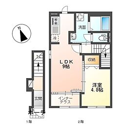 岐阜市長良アパート 1LDKの間取図画像
