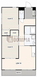 シャトーみずほ 2LDKの間取図画像