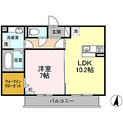ウエストサイドレジデンス 1LDKの間取図画像