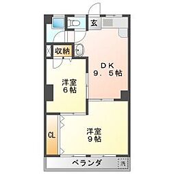 メゾン中洙 2DKの間取図画像