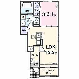 プリムラII 1LDKの間取図画像