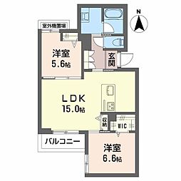 シャーメゾン月の杜 2LDKの間取図画像