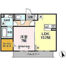 リバーパーク 1LDKの間取図画像