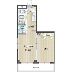U・TOPIA60 1LDKの間取図画像