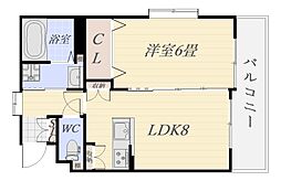 アヴェニュー武町 4階1LDKの間取り