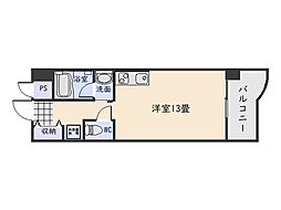 第6鶴丸ハイツ中央 4階ワンルームの間取り