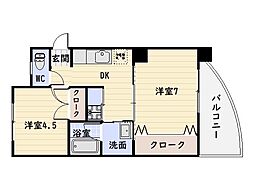 アミューパレスＶ 2階2Kの間取り