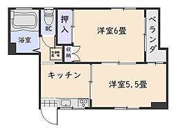 ＹＡＭＡＴＯ　ＢＬＤ 5階2Kの間取り