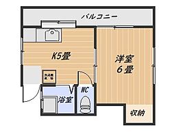 坂元アパート 1Kの間取図画像
