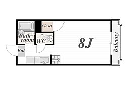 アビターレ下荒田II 5階ワンルームの間取り